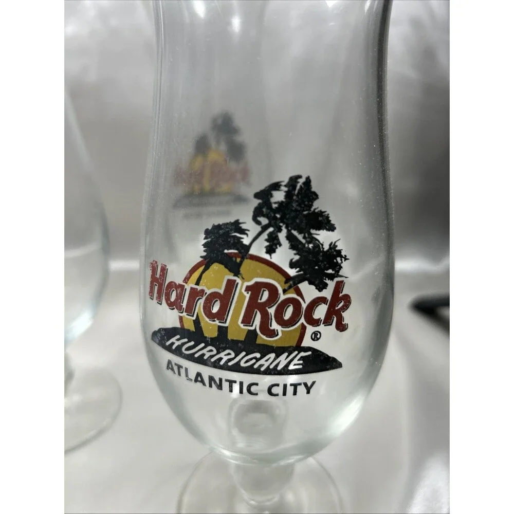 Lot of 5 Hard Rock Cafe Hurricane Glasses 4 Boxes Guitar Stirrer NY Philly AC